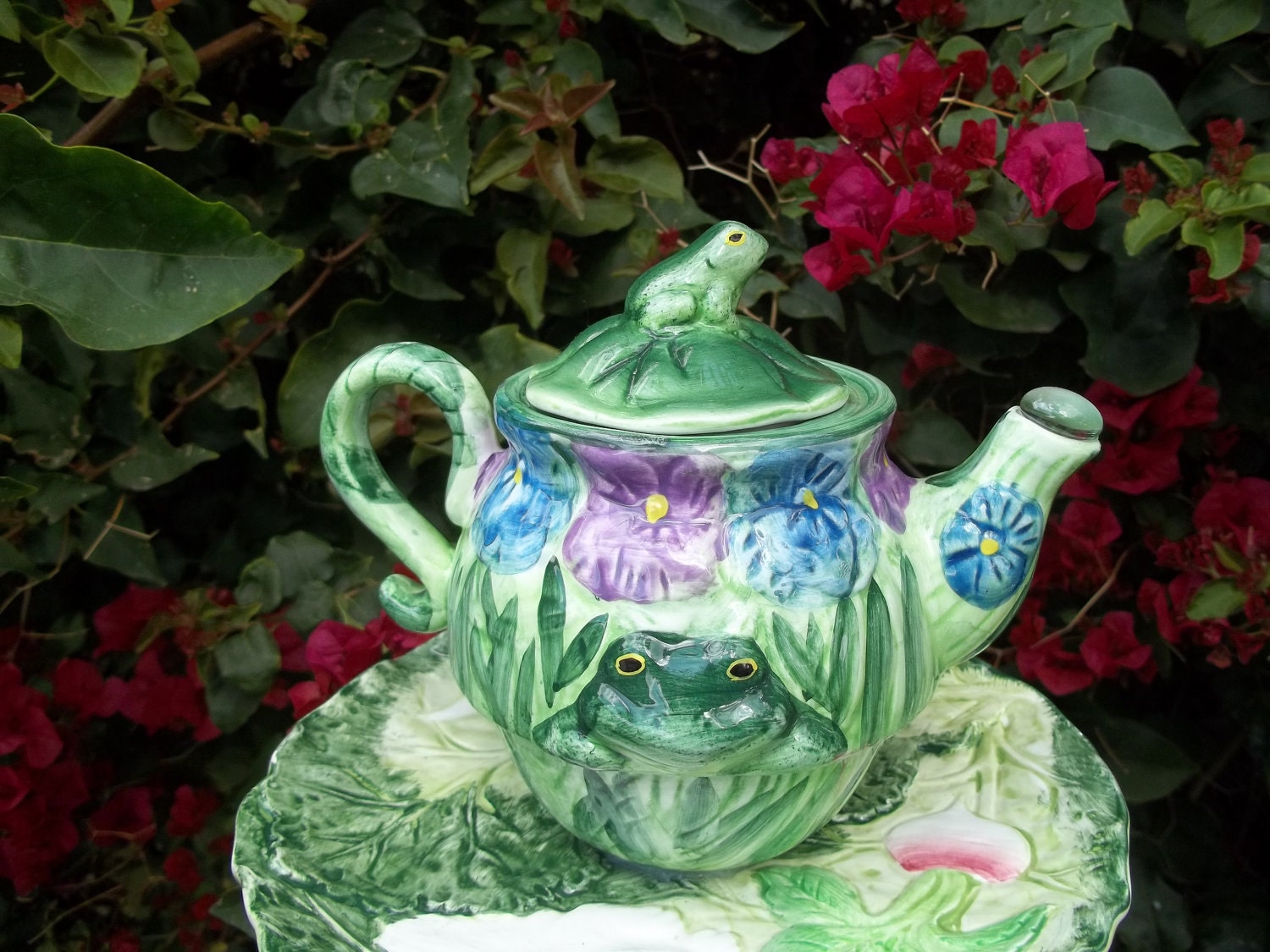 Frog Tea Pot Garden Totem Pole. Easter by ChristineMsCreations