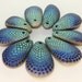 Painted Beach Pebble Beads - Aqua Blue Dots - Light to Dark