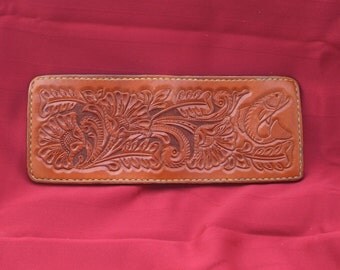 Hand Tooled Leather Checkbook Cover