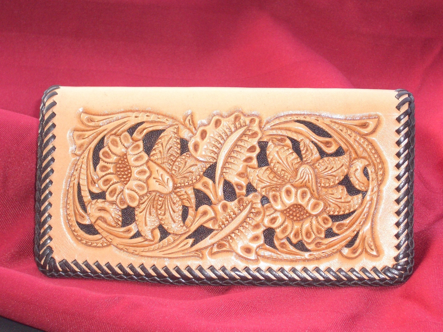 Hand Tooled Leather Checkbook Cover