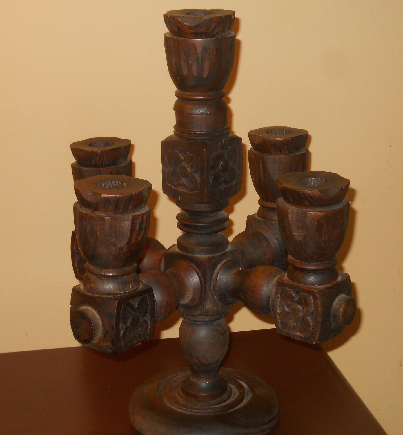 Vintage Candelabra Rustic Candelabra Wooden Candelabra