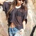 Shredded Oversized Half Shirt in Black
