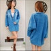SALE Long denim jacket with white embroidery and silver beading medium