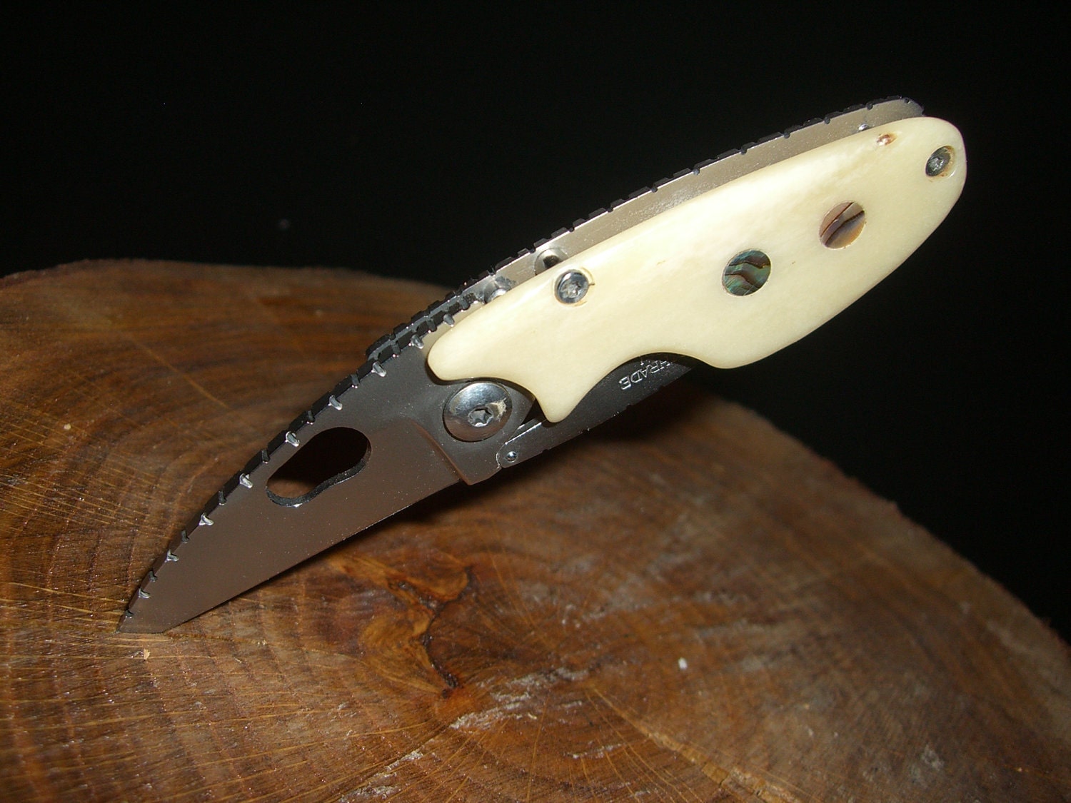 Customized Schrade Pocket Knife Money Clip Polished Ivory