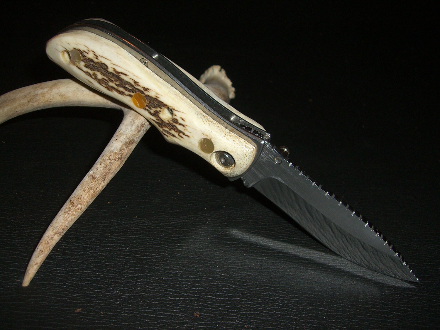 Custom Pocket Knife Deer Stag Handles High by CameronCustomCutlery