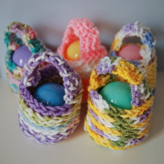 Items similar to Mini Crocheted Easter Basket on Etsy