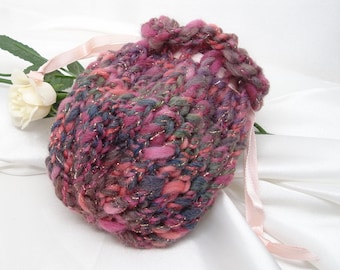 Loom Knit Bag in Soft Jewel Tones