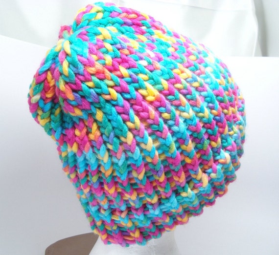 Adult Size Loom Knit Hat with Brim