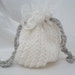 Sparkling White Loom Knit Bag with Lace Trim