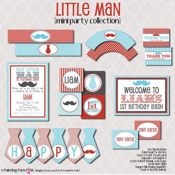 Little Man Party MINI Printable Party Collection
