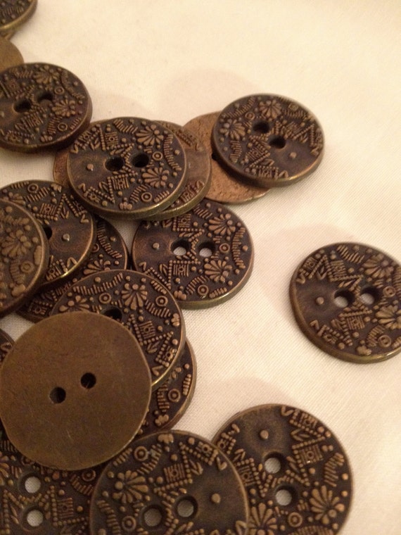 24 Vintage Antique Brass Buttons