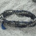 Blue Wrap Bracelet Necklace Faceted Iolite Beads and Antiqued Silver Cube Beads