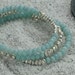 Amazonite Bracelet Blue Memory Wire Bracelet with Silver Triangular Beads