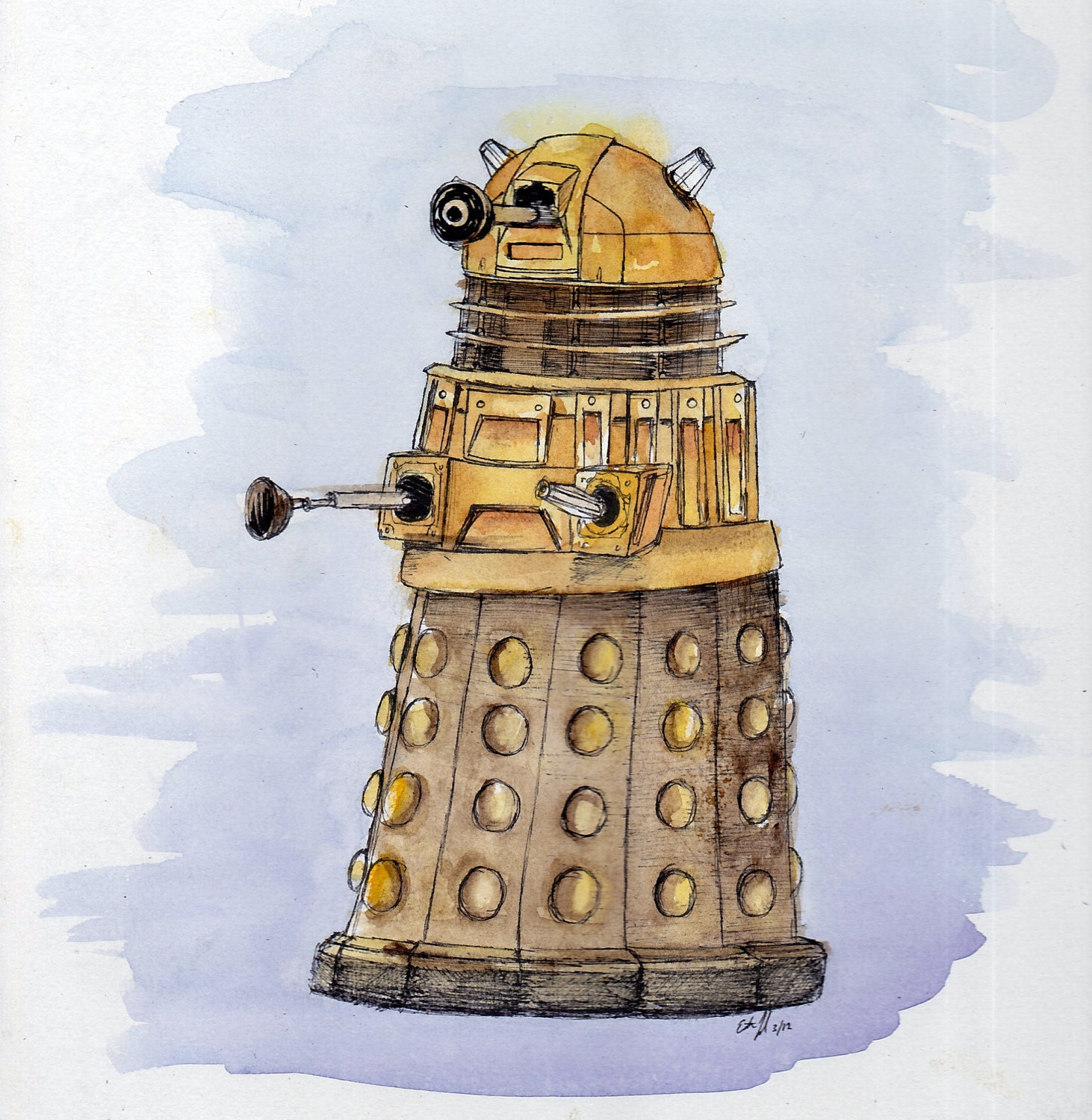 Dalek Watercolor Doctor Who Fan Art Print of original