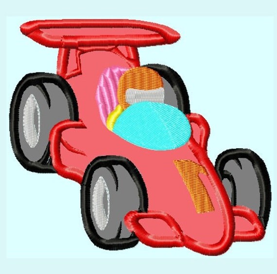 Race Car APPLIQUE Embroidery Design INSTANT DOWNLOAD
