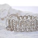 Cuff leather and chain bracelet in metallic cream leather, rhodium chain & silver beads, Bohemian, Boho Chic, Shabby Chic, Country