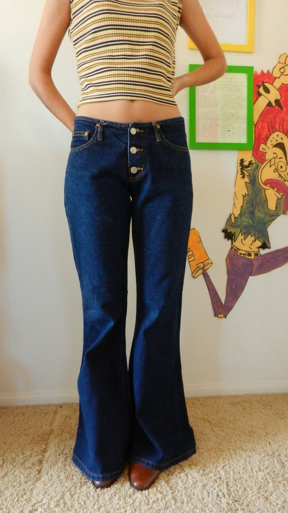 90s does 70s Bell Bottom Jeans-Classic Paris Blues Bell Three
