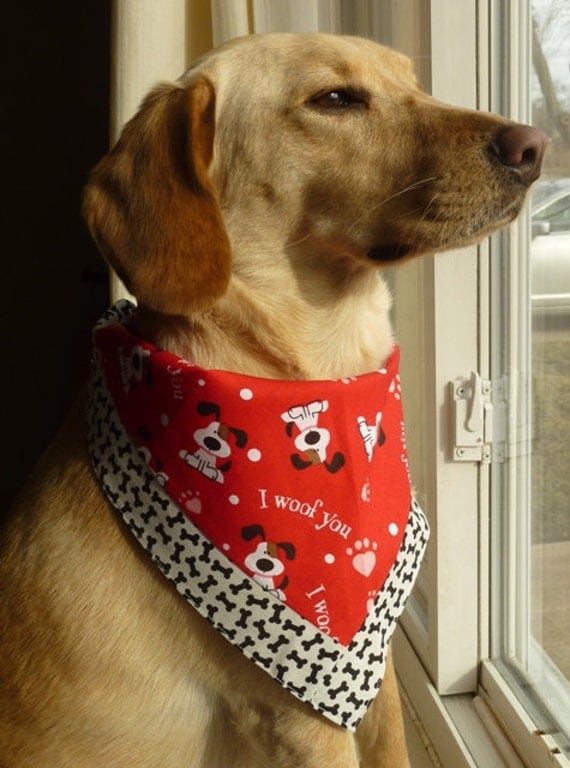 Items similar to Valentine's Large Dog Bandana with Velcro Closure on Etsy