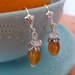 Carnelian Gemstone and Clear Crystal Beaded Leverback Earrings Orange Color Earrings