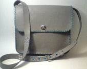 Grey leather bag / Handmade cross body - messenger bag