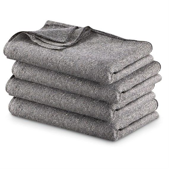 Grey Army Style Vintage Wool Blanket