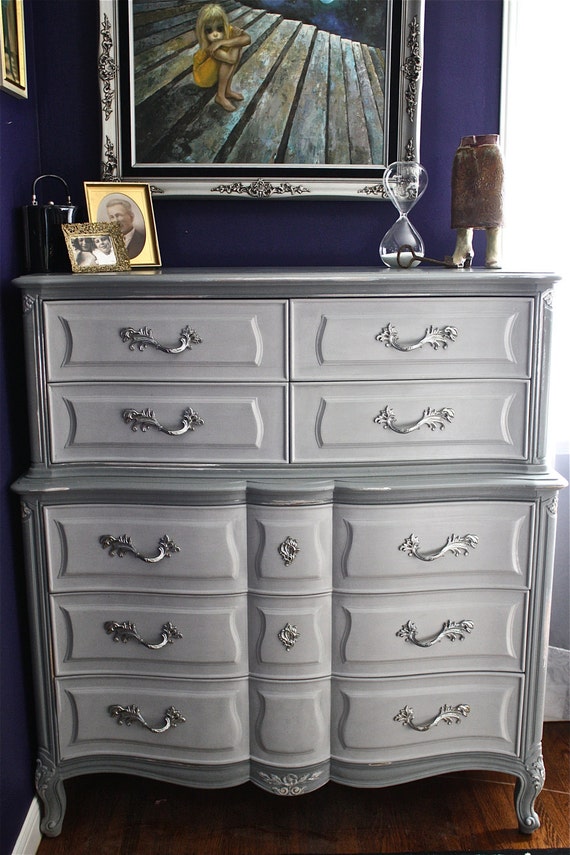 French Provincial Dresser Hand Painted  Paris Gray