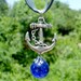 Anchor Blue Fried Marble Charm Gray Ribbon Necklace