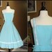RIDEM COWGIRL / 1960s / 1970s Seafoam and White Lace Square Dance Dress / Country / Rockabilly / Medium
