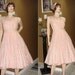 RESERVED ON LAYAWAY -Swing Low / 1940s Pink Lace Tule / Party / Swing / Wedding / Dress / 30 inch waist / Medium Large