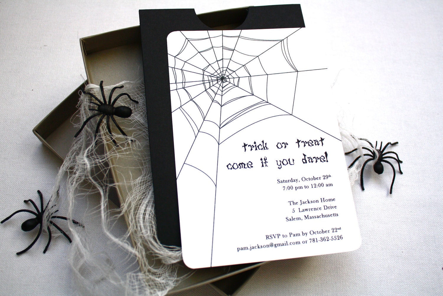 Halloween Spider Birthday Invitations 3