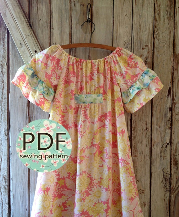 Betsy Girl's Peasant Dress Pattern PDF. Girl's by RubyJeansCloset