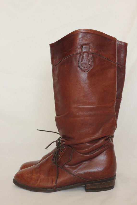 Vintage Brown Leather Riding Boots by IronDoorVintage on Etsy