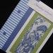 All Occasion Blue Toile "Country Days" Fabric Note Card with Blue Fabric Ticking Stripes, 3 1/2 x 4 7/8