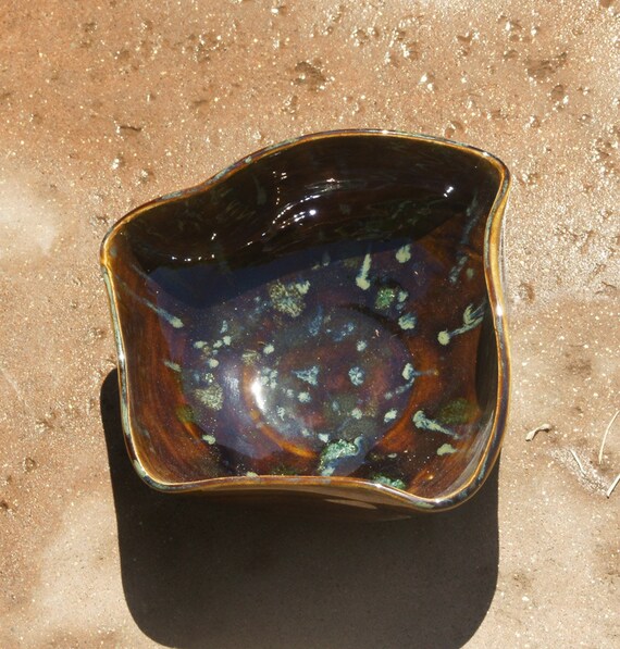 Amber Free Form Bowl Hand thrown altered stoneware pottery