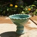 Robin's Egg Ruffled Pedestal Bowl - Tabletop Bird Bath, Fruit Bowl or Serving Bowl - Hand thrown, stoneware pottery