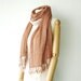 NO.12 Unisex Two-Tone Terracotta/Cream Cotton Gauze Double Layer Scarf-Hand Dyed