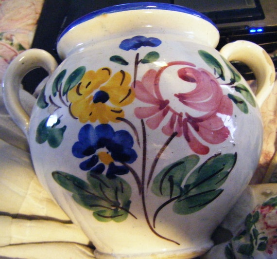 Items similar to Vintage Hand Painted Glazed Pottery Made in Italy ...