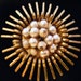 Vintage 1940's Gold and Pearls Sunburst Sun Pendant