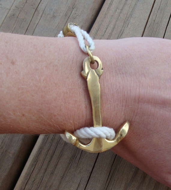 Nautical Rope Brass Anchor Bracelet