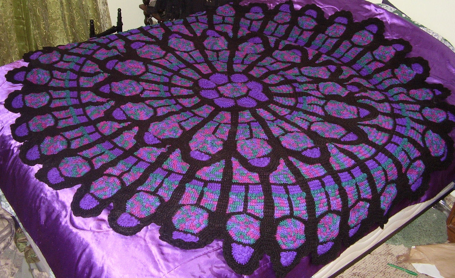 Cathedral Rose Window Afghan reserved for airdogx4