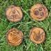 Set of 4 Celtic Design Element Symbols- Coasters or Talisman - Earth, Air, Fire, Water