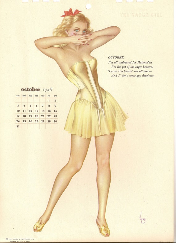 OCTOBER  Page 1948 The Varga Girl Calendar  PIN UP Earl Wilson