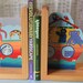 Handpainted set of Noah's Ark Bookends Pair of Children's Book ends Animals Biblical hand Painted
