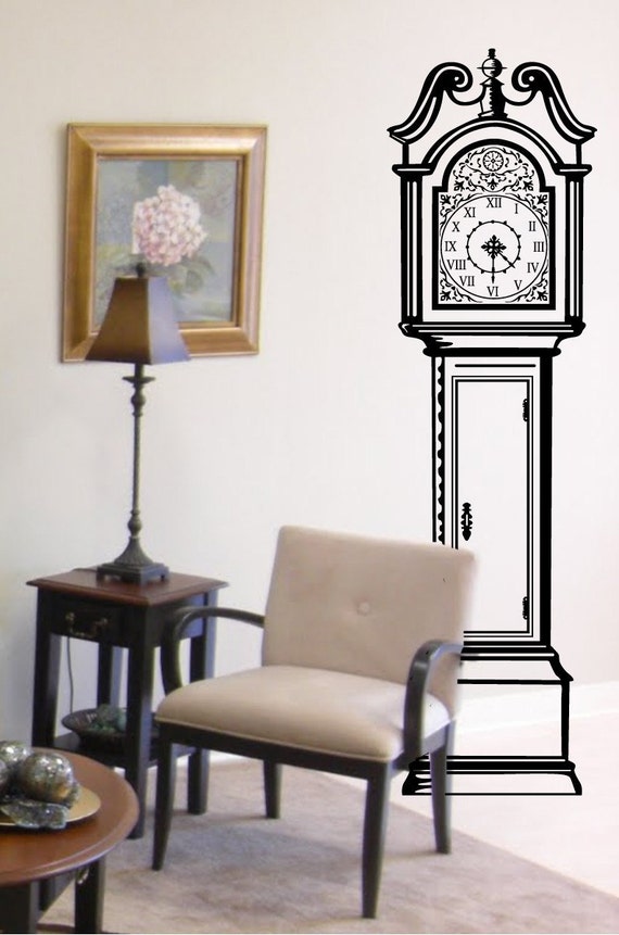 Antique Grandfather Clock Chair Vinyl Wall Decal Large Size