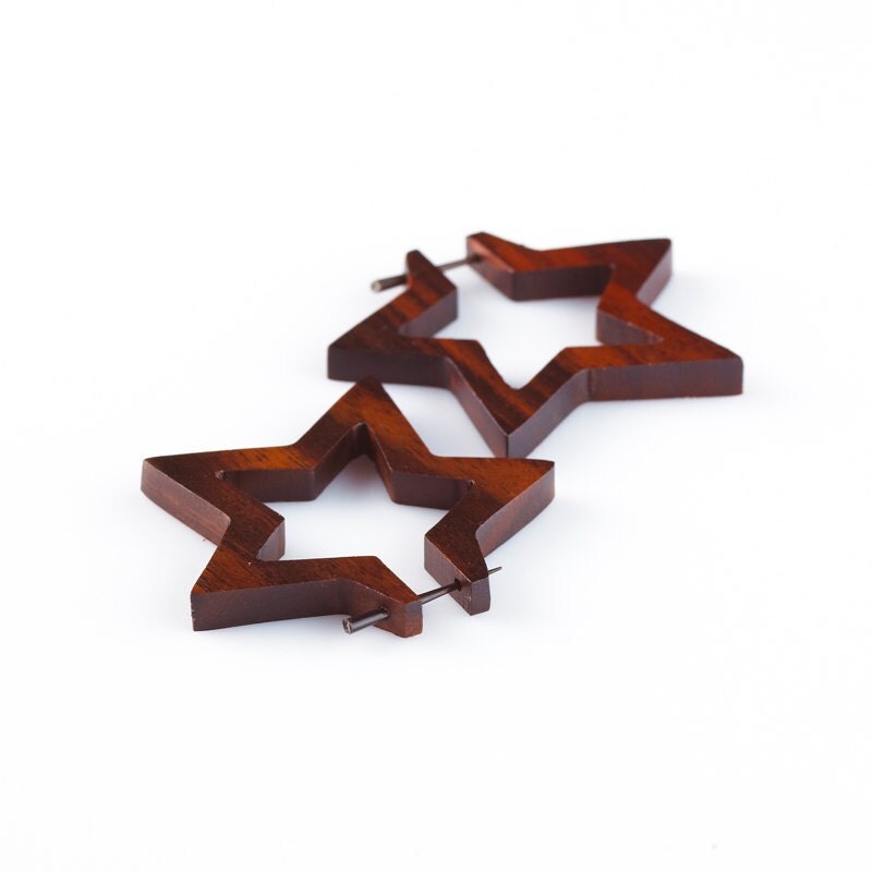 Fake Gauge Earrings Organic Tribal Earrings Star Earrings