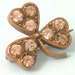 Tiny Antique Edwardian brass & paste, Irish shamrock sweetheart brooch