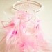Dream Catcher - Roze Light - With Pure Roze and White Feathers, White Frame, Roze Nett - Home Decor, Mobile
