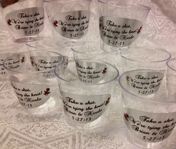 50 1oz. Personalized Plastic Shot Cups for Bar at Wedding or