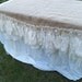 Handmade burlap lace tablecloth large upcycled decor one of a kind by Anita Spero