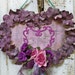 Handmade velvet Hydrangea themed heart wall purple lilac themed decor ooak Anita Spera